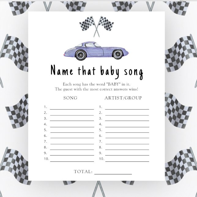Prénom bébé douche voiture de course Chanson pour  (Créateur téléchargé)