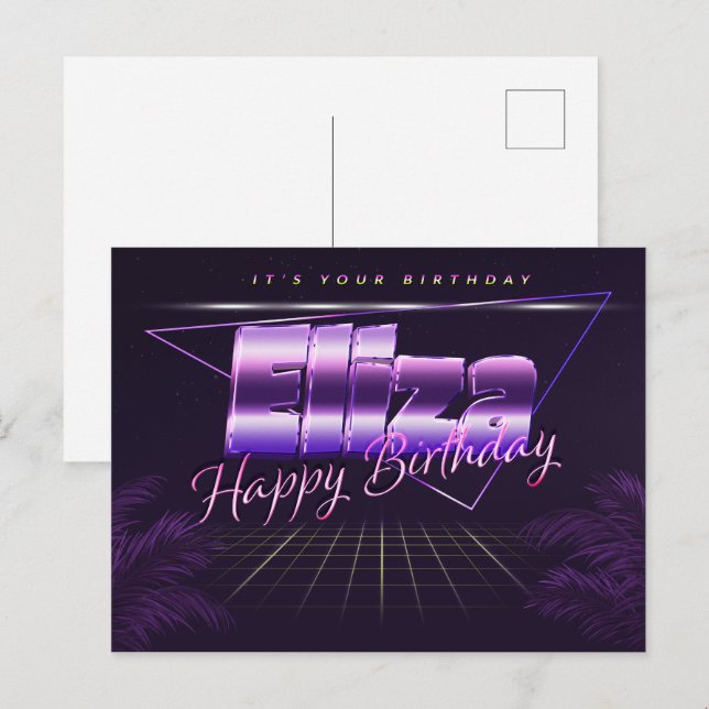 Prénom de l'anniversaire de la carte postale (Devant / Derrière)