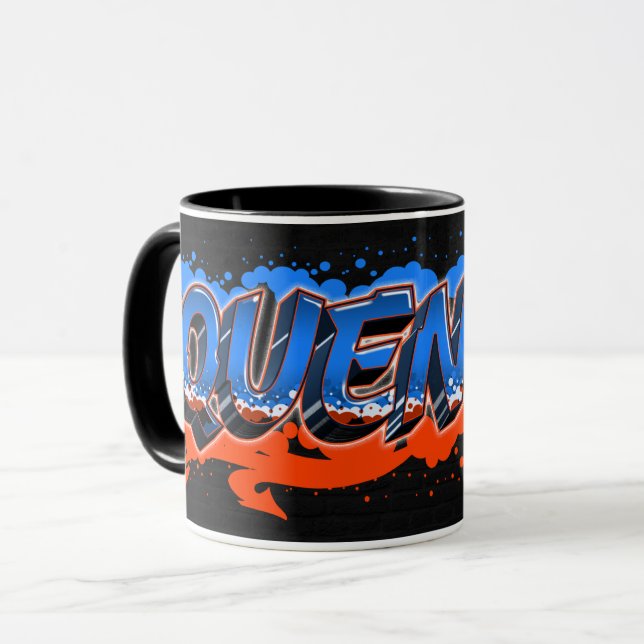 Prénom Graffiti blue Tasse orange (Devant gauche)