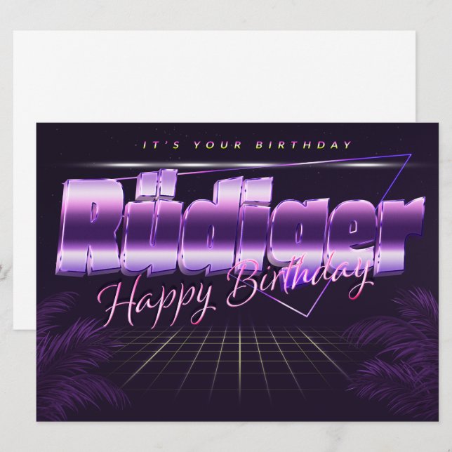 Prénom lila retro Carte Anniversaire (Devant / Derrière)