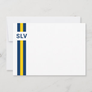 Prep Stripe Navy et Yellow Carte de remerciements
