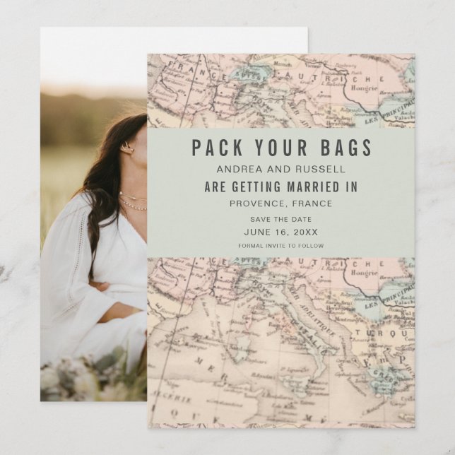 Préparez vos valises Europe Carte Destination de m (Devant / Derrière)