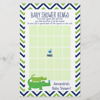 Preppy Alligator Baby shower Bingo Jeu