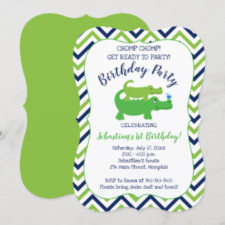 Preppy Alligator Crocodile Boy Invitation Annivers