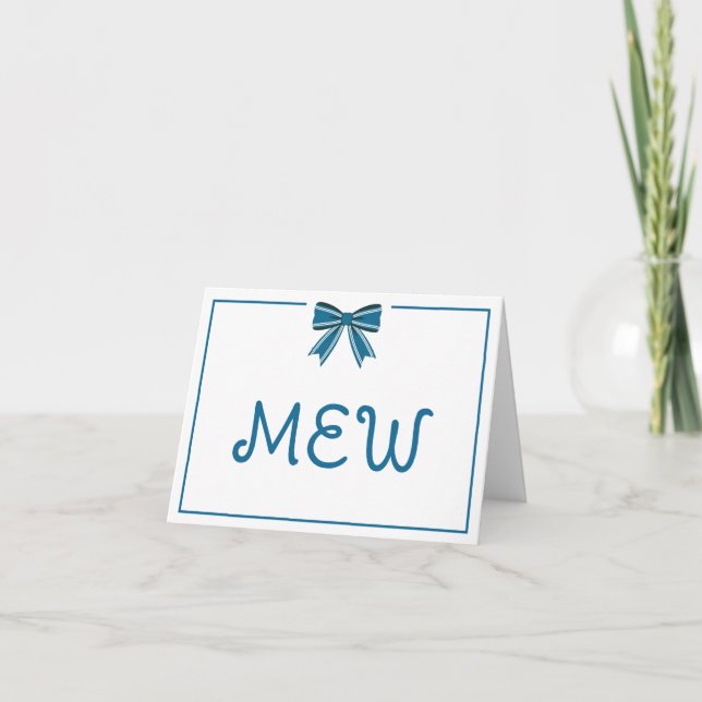 Preppy Blue and White Bow Monogram (Devant)