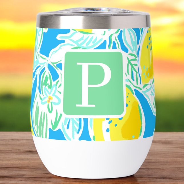 Préppy Blue Lemon Motif initial (Créateur téléchargé)