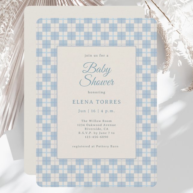 Preppy Blue Plaid Baby Shower Invitation (Créateur téléchargé)