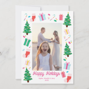 Preppy Christmas Tree Carte photo de vacances