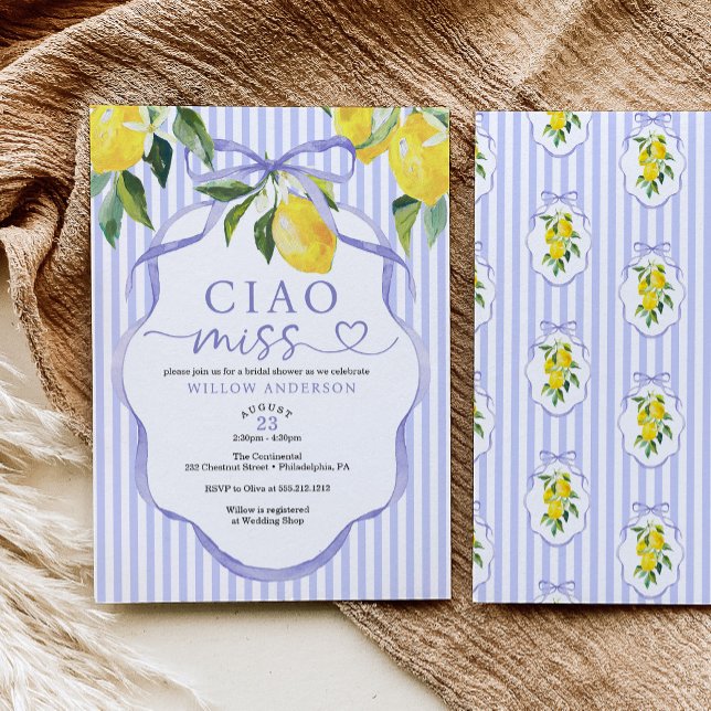 Preppy Citrus Ciao Miss Bridal Shower Invitation (Créateur téléchargé)