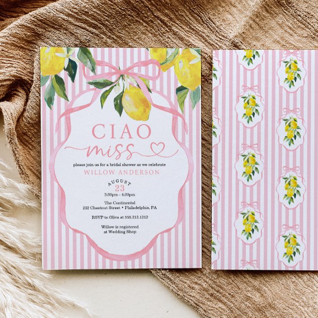 Preppy Citrus Ciao Miss Bridal Shower Invitation (Créateur téléchargé)