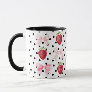 Preppy Coquette Bow Mug Pois de fraises