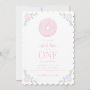 Préppy Donut Sweet First Birthday Invitation