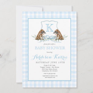 Preppy Duck En vichy Crest Baby shower Invitation