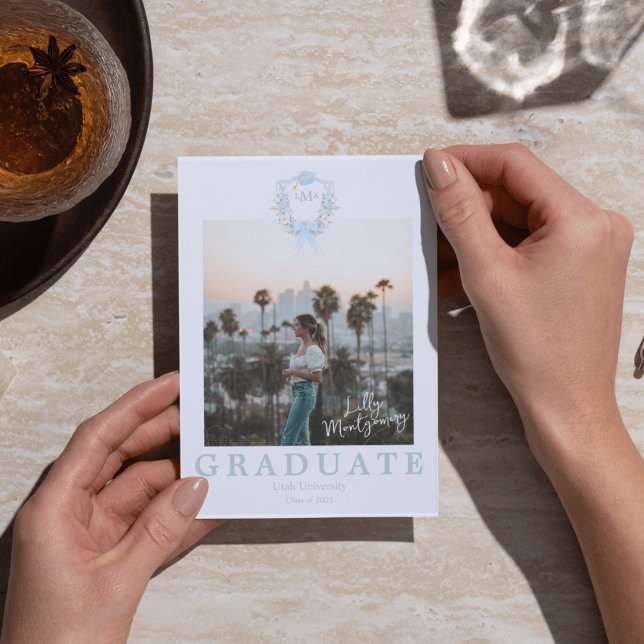 Préppy En vichy Graduation Photo Faire-part (Créateur téléchargé)