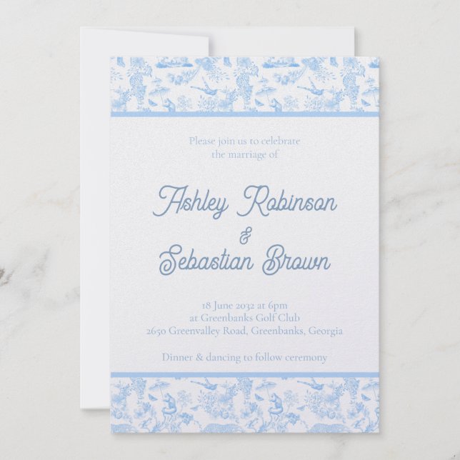 Preppy Jungle Chinoiserie Toile Faire-part de mari (Devant)