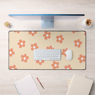 Preppy Peach White Hippie Flower Motif