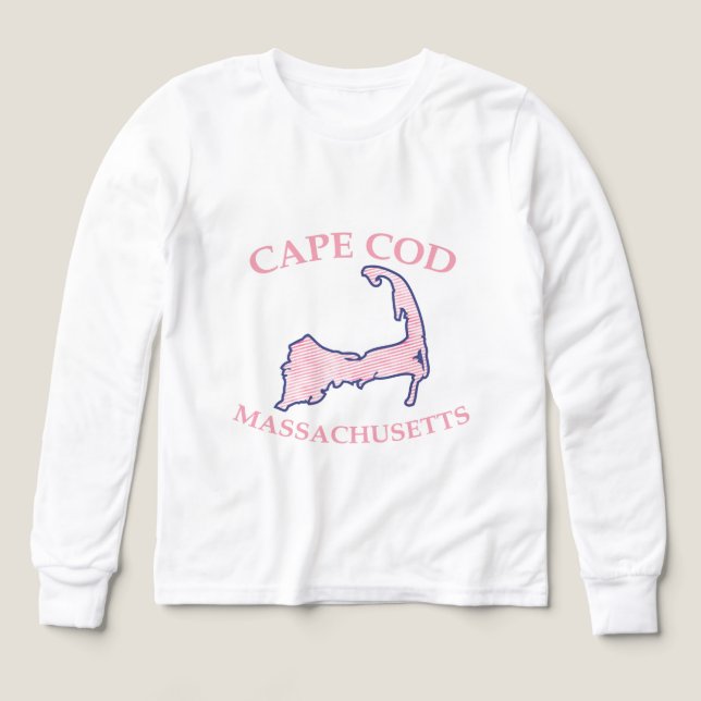 Preppy Pink Striped Cape Cod Silhouette garçon (Motif recto)