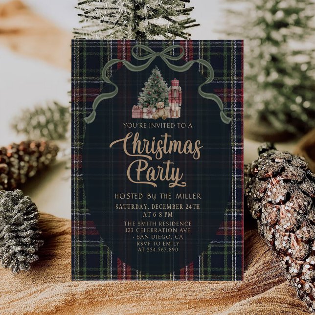 Preppy Plaid Christmas Party Invitation (Créateur téléchargé)