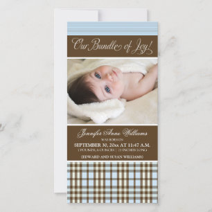 Préppy Plaid Faire-part de naissance (bleu)