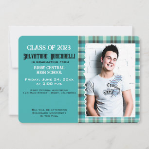 Preppy Plaid Senior Graduation Faire-part {Blue}