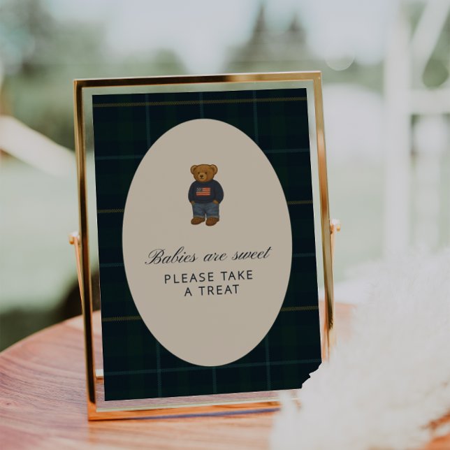 Preppy Polo Teddy Bear Baby Shower Treat Sign (Créateur téléchargé)
