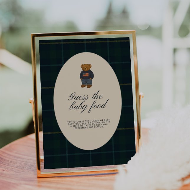 Preppy Polo Teddy Bear Guess the Baby Food Sign (Créateur téléchargé)