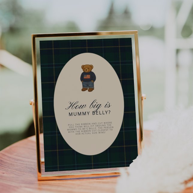 Preppy Polo Teddy Bear How Big Is Mummy Belly Sign (Créateur téléchargé)