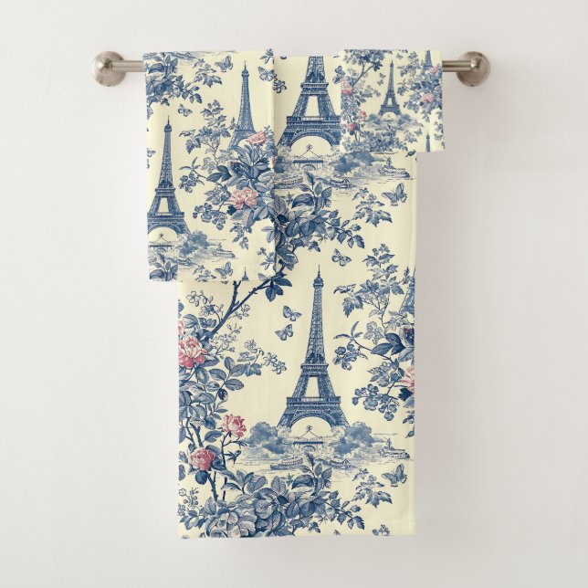 Preppy rose et bleu Tour Eiffel Parisien Toile (En situation)