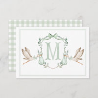 Préppy Southern Green Stork Carte de remerciements