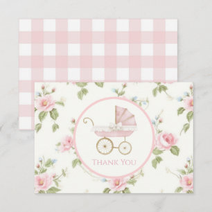 Preppy Southern Rose Girl Carte de remerciements f