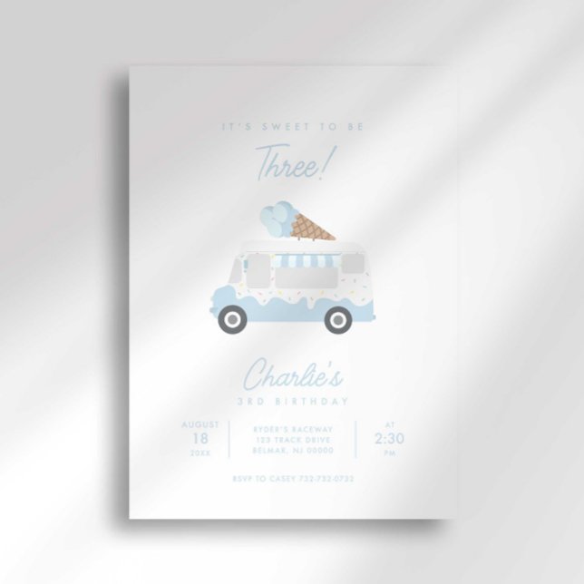 Preppy Stripe Ice Cream Truck Birthday Invitation (Créateur téléchargé)