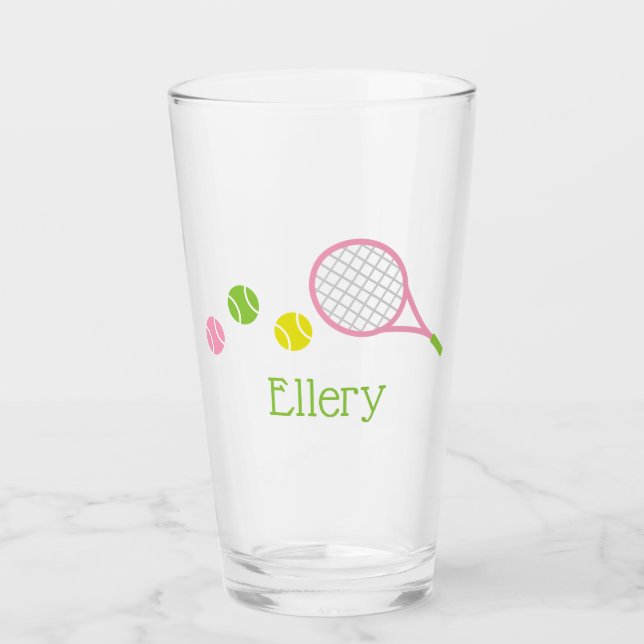 Prêppy Tennis Tennis Tumbler en verre personnalisé (Devant)