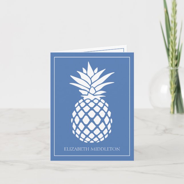 Preppy White Pineapple on Blue (Devant)