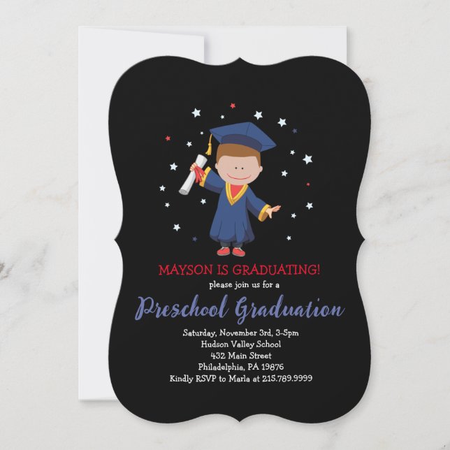 PRESCHOOL KINDERGARTEN Graduation Party Invitation (Devant)