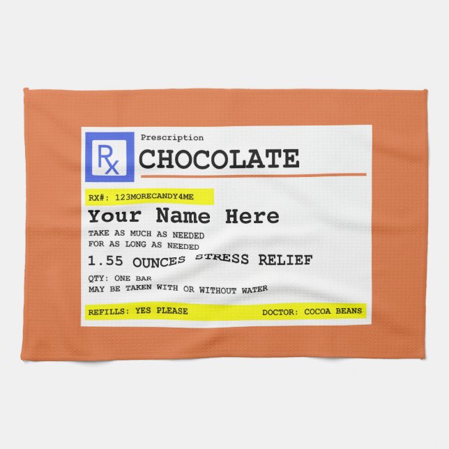 Prescription Chocolat Customisé serviettes de cuis (Horizontal)