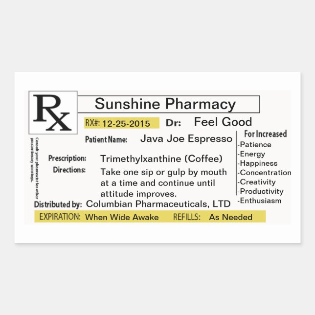 Prescription pour Sticker rectangulaire café (Devant)