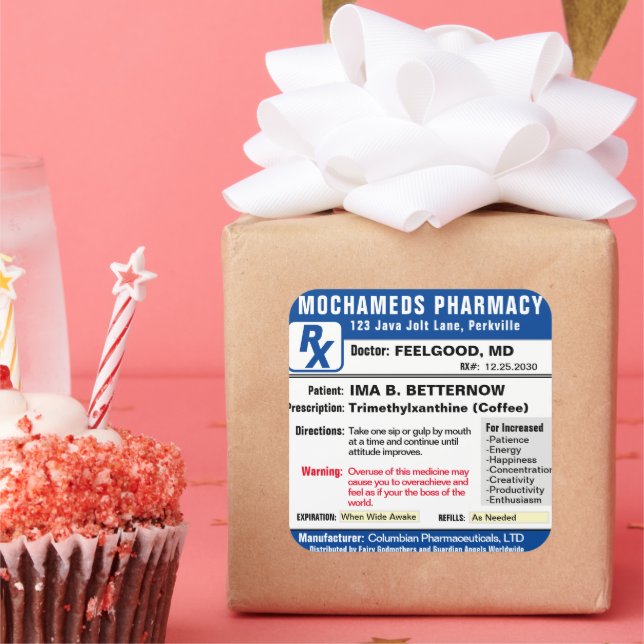 Prescription pour Sticker rectangulaire café (Fête)