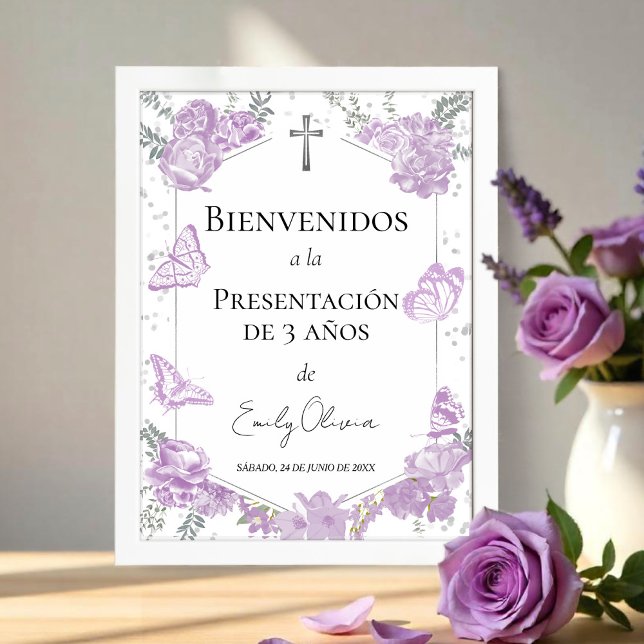 Presentación 3 años Affiches de bienvenue Papillon (Créateur téléchargé)