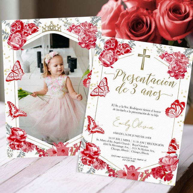 Presentación 3 años Photo Invitation Papillon (Créateur téléchargé)