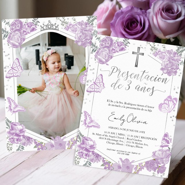 Presentación 3 años Photo Invitation Papillon (Créateur téléchargé)