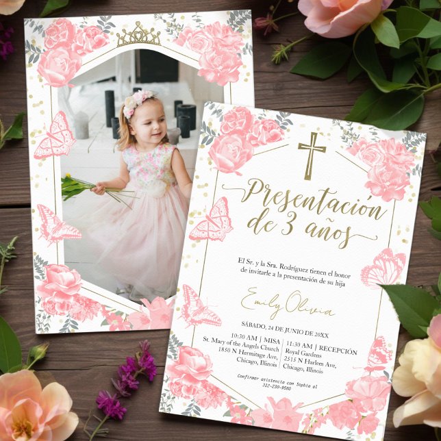 Presentación 3 años Photo Invitation Papillon (Créateur téléchargé)