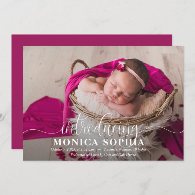 Présentation de nos annonces de naissance photo bé (Devant / Derrière)