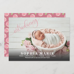 Présentation des annonces de naissance rose photo