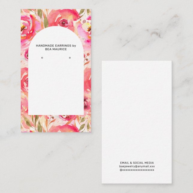 Présentoir à cartes pour boucles d'oreilles floral (Devant / Derrière)