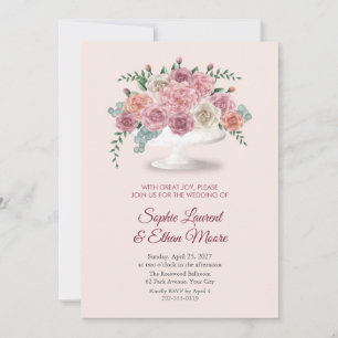 Présentoir à gâteau Rose et Pivoine Invitation de 