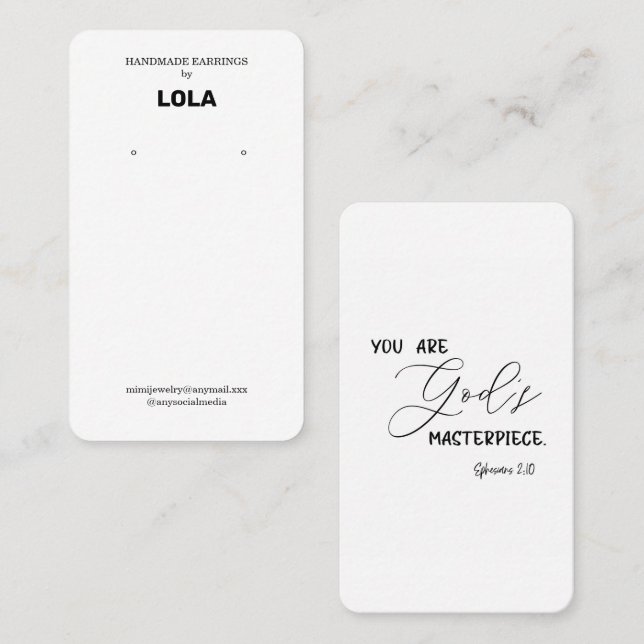 Présentoir de carte de visite pour boucles d'oreil (Devant / Derrière)