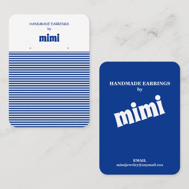 Présentoir de cartes de visite à rayures bleues po (Devant / Derrière)