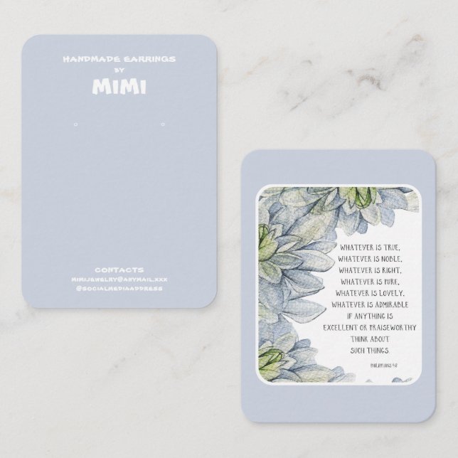 Présentoir de cartes de visite pour boucles d'orei (Devant / Derrière)