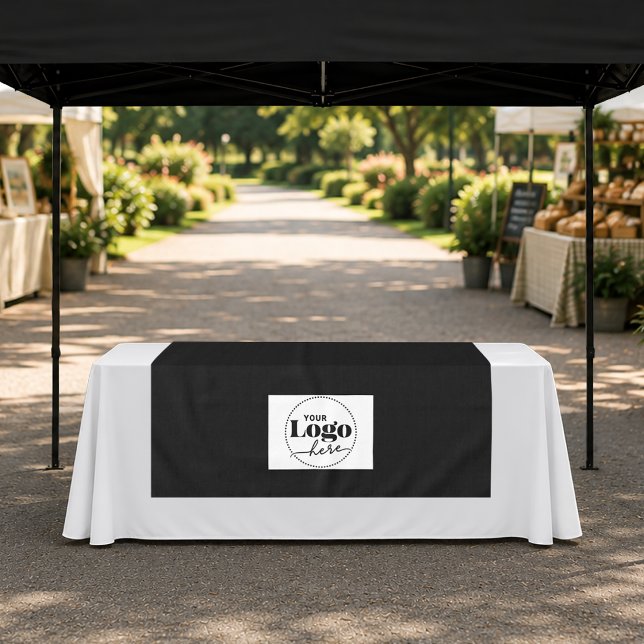 Présentoir de stand de vendeur noir Logo Nappe Run (Créateur téléchargé)