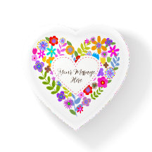 Boho Fleur sauvage Coeur Paperweight personnalisab